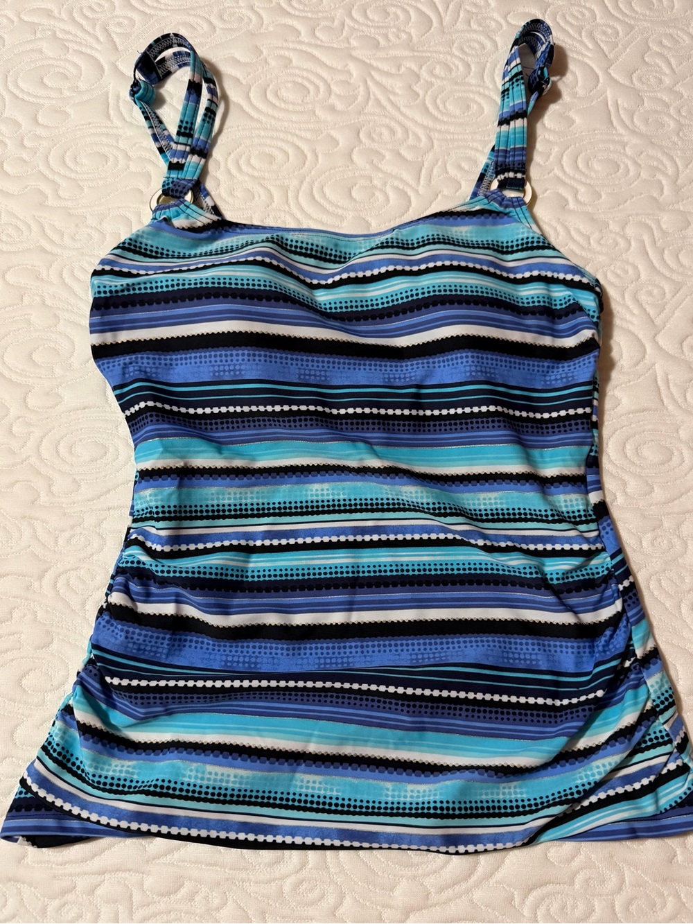 Blue Striped Tankini Top